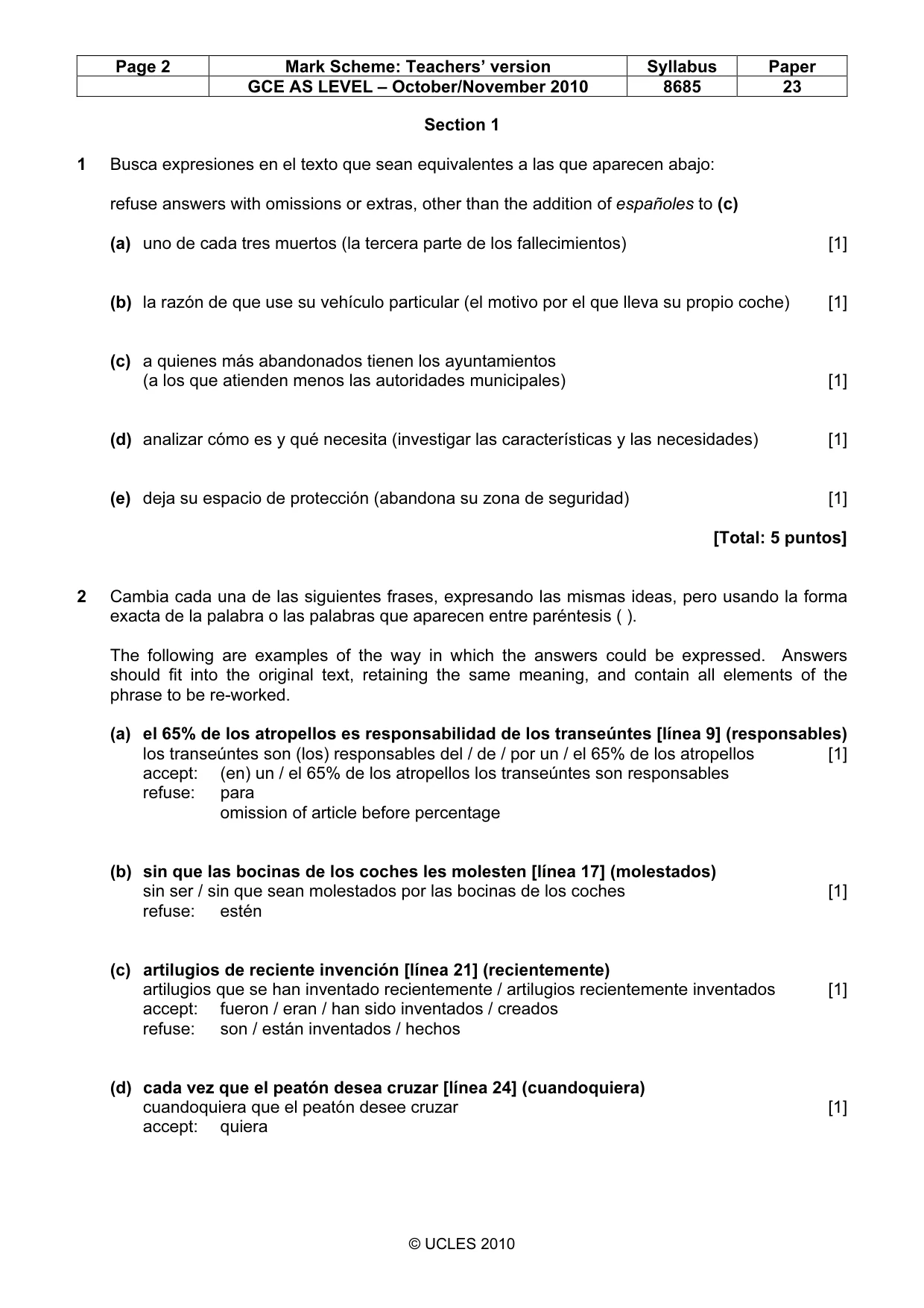 Mark scheme, page 2 of 8