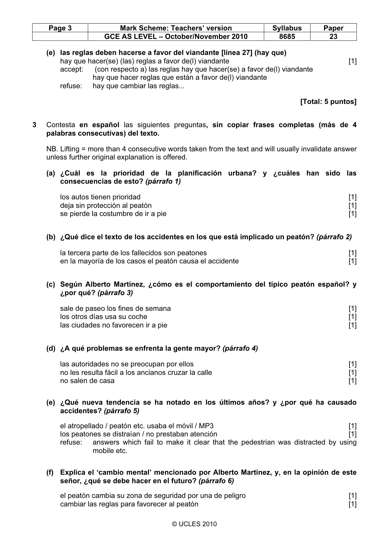 Mark scheme, page 3 of 8