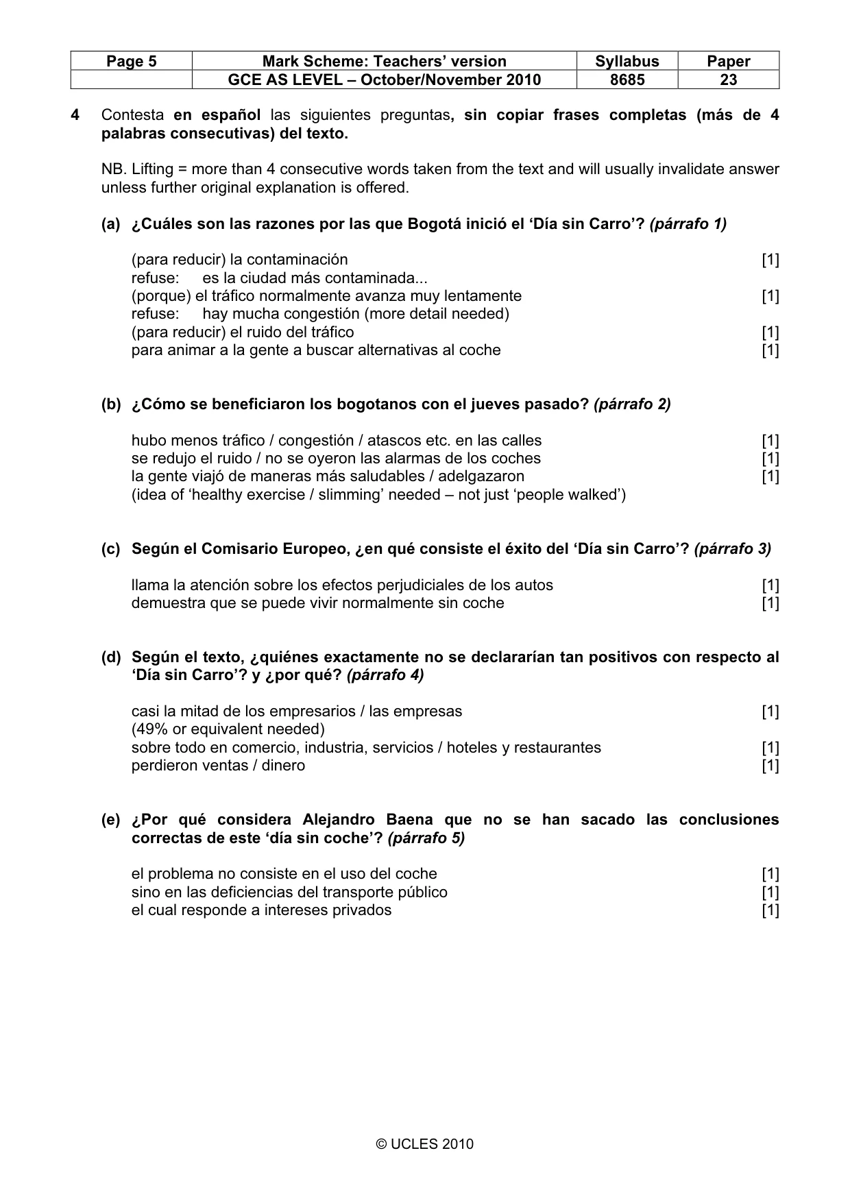 Mark scheme, page 5 of 8
