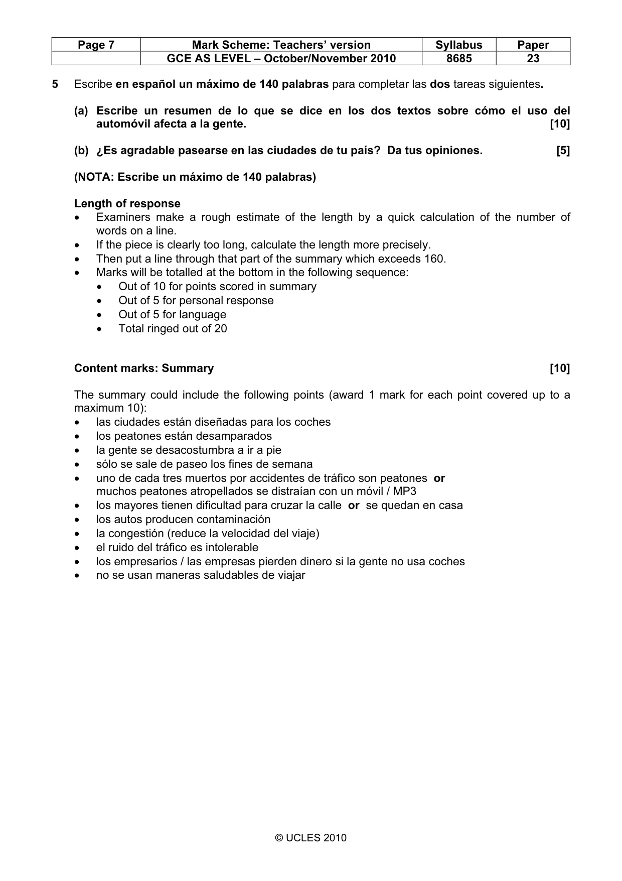Mark scheme, page 7 of 8