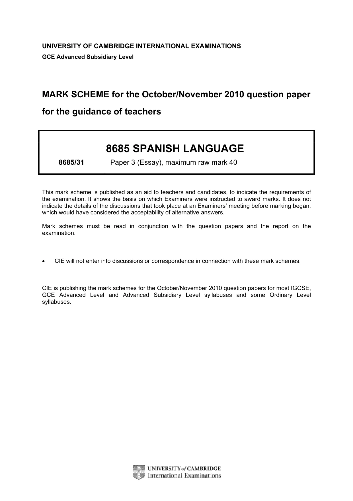 Mark scheme, page 1 of 2