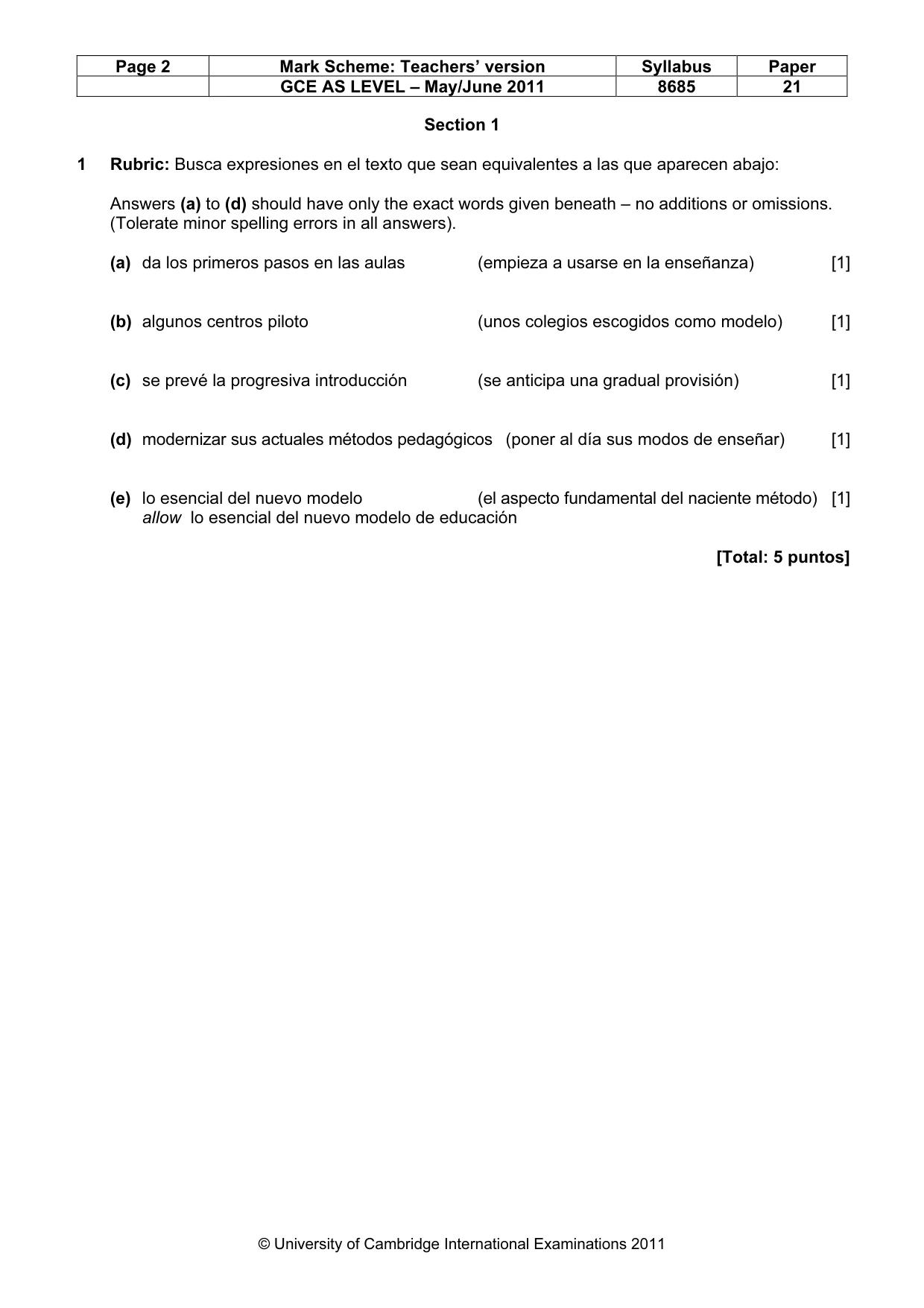 Mark scheme, page 2 of 9