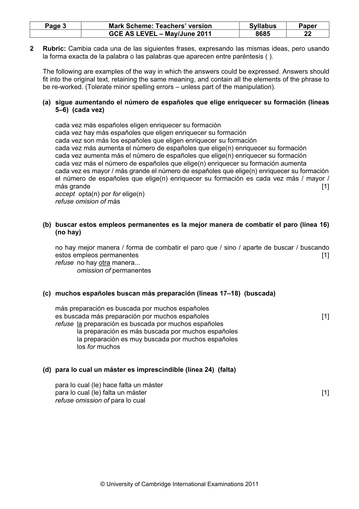 Mark scheme, page 3 of 9