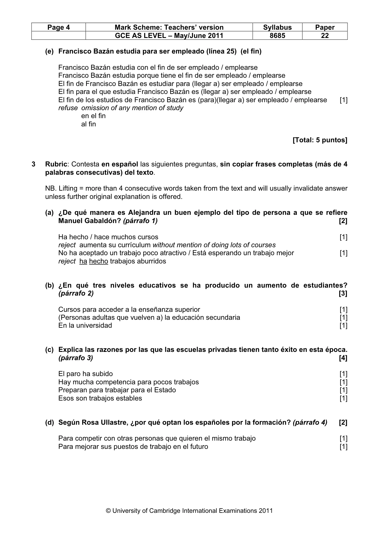 Mark scheme, page 4 of 9