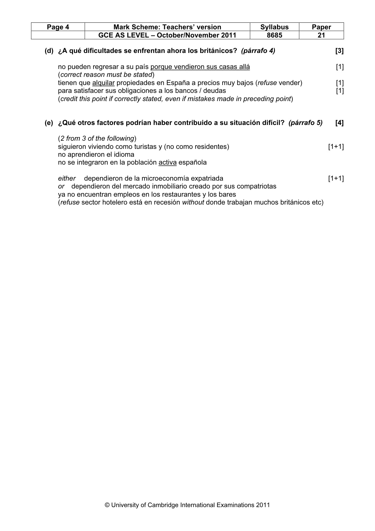 Mark scheme, page 4 of 9