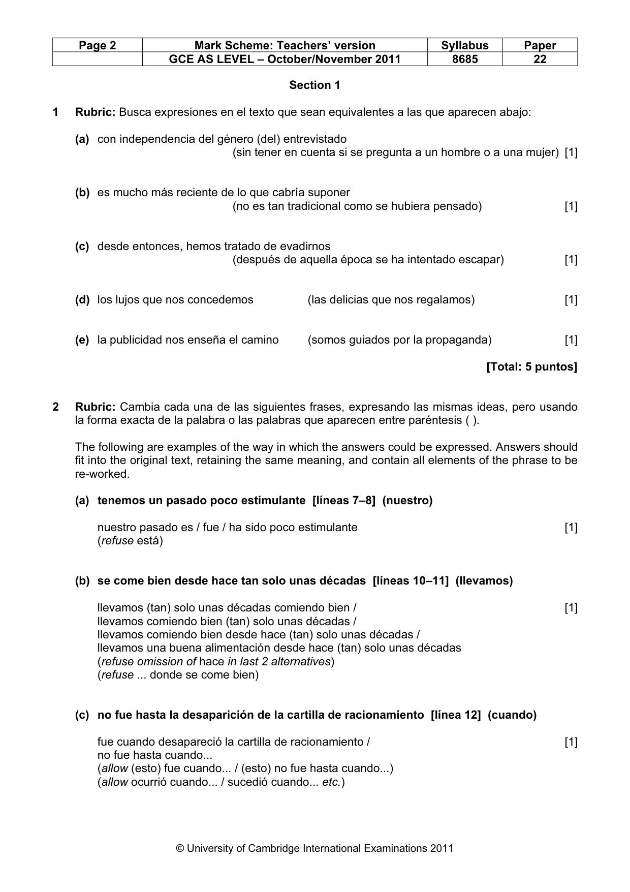 Mark scheme, page 2 of 8