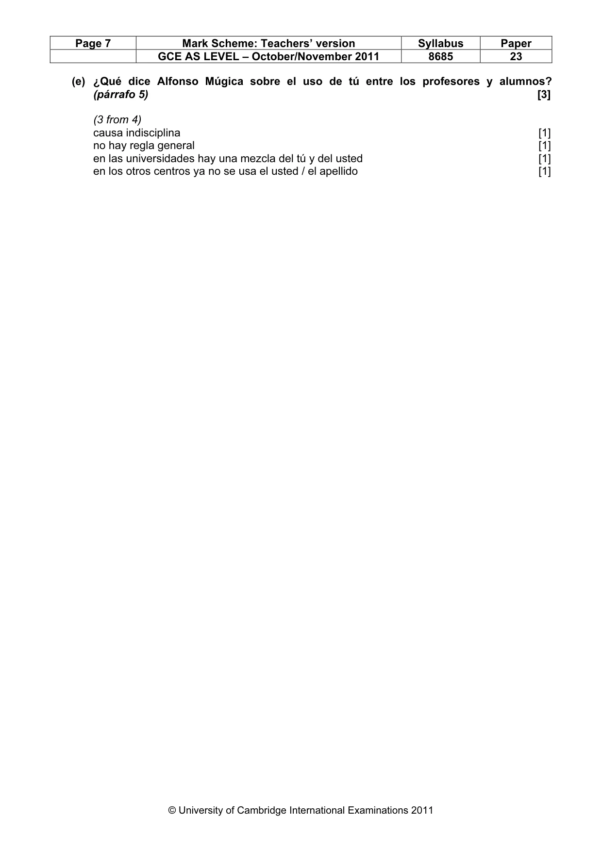 Mark scheme, page 7 of 10