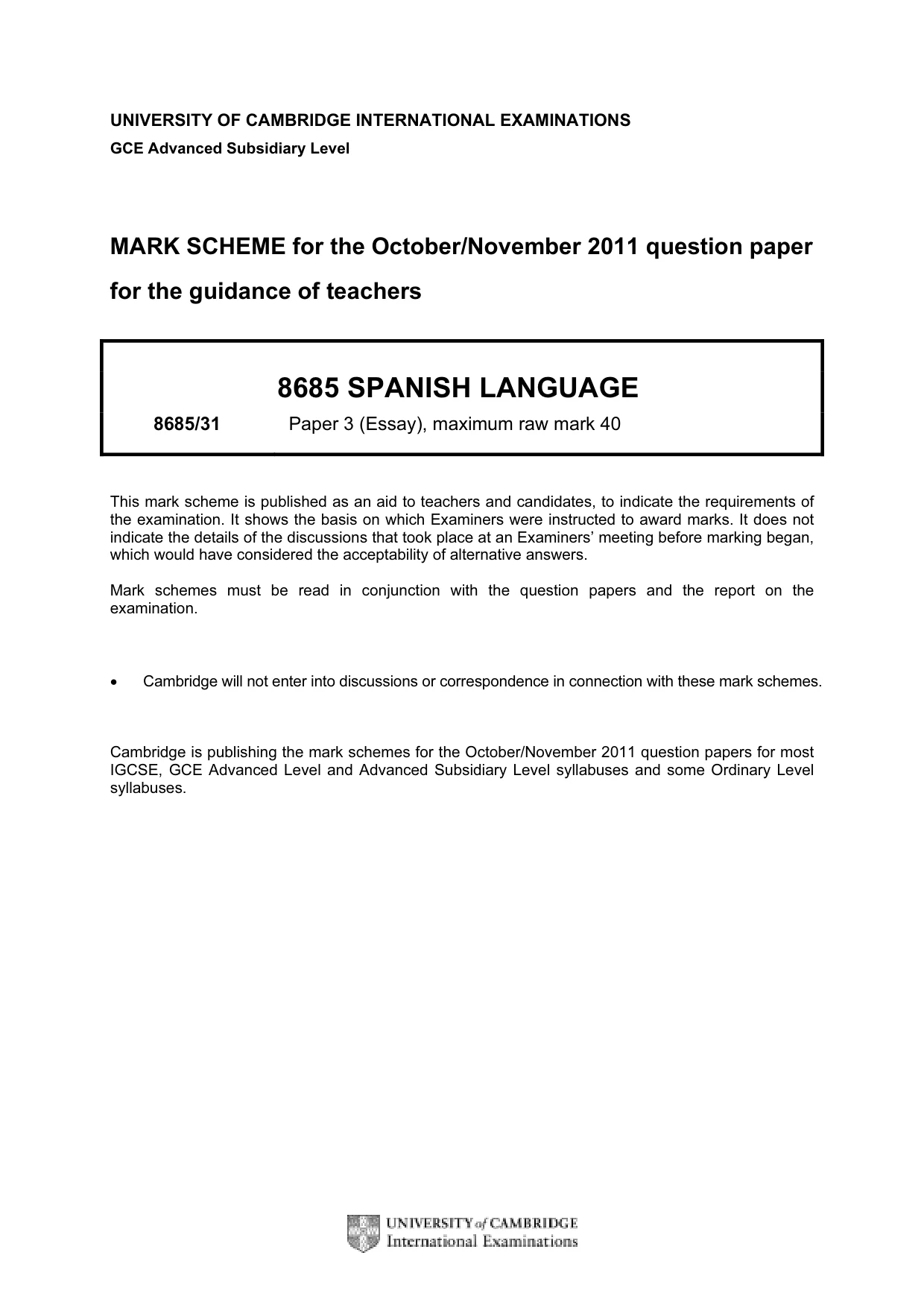 Mark scheme, page 1 of 2