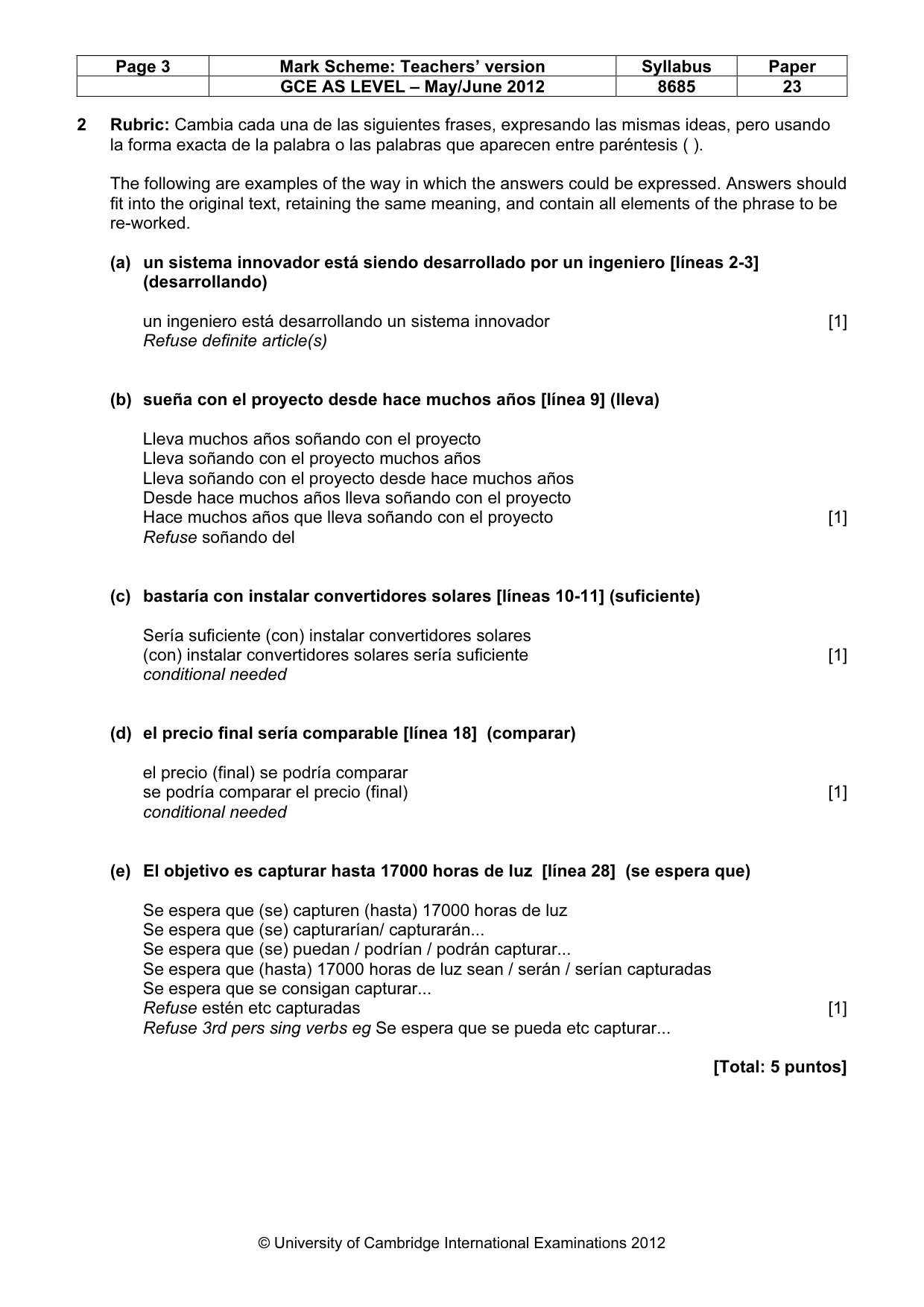 Mark scheme, page 3 of 9