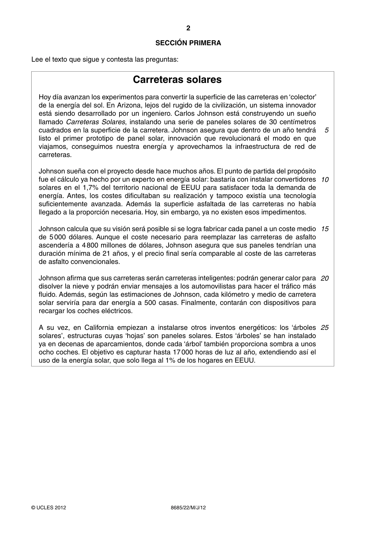 Cambridge A Level Spanish - Language (AS Level only) 8685 2012 May/June Paper 2 · Variant 2 question paper, page 2 of 8
