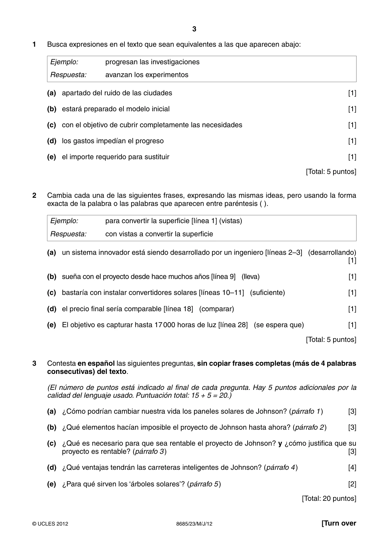 Cambridge A Level Spanish - Language (AS Level only) 8685 2012 May/June Paper 2 · Variant 3 question paper, page 3 of 8