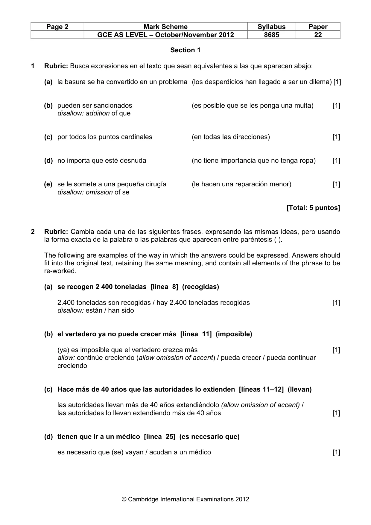 Mark scheme, page 2 of 9