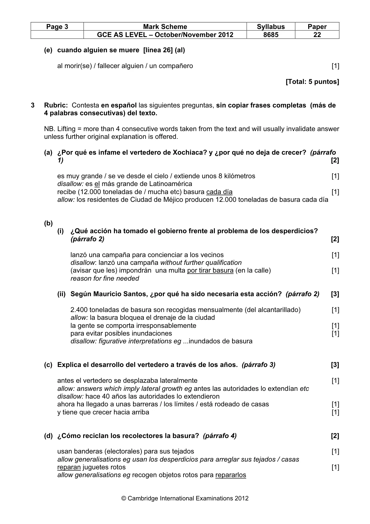 Mark scheme, page 3 of 9