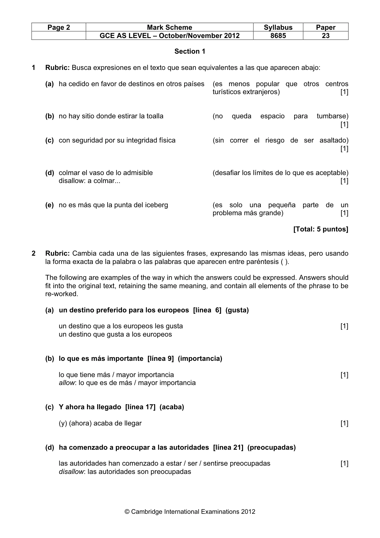 Mark scheme, page 2 of 9