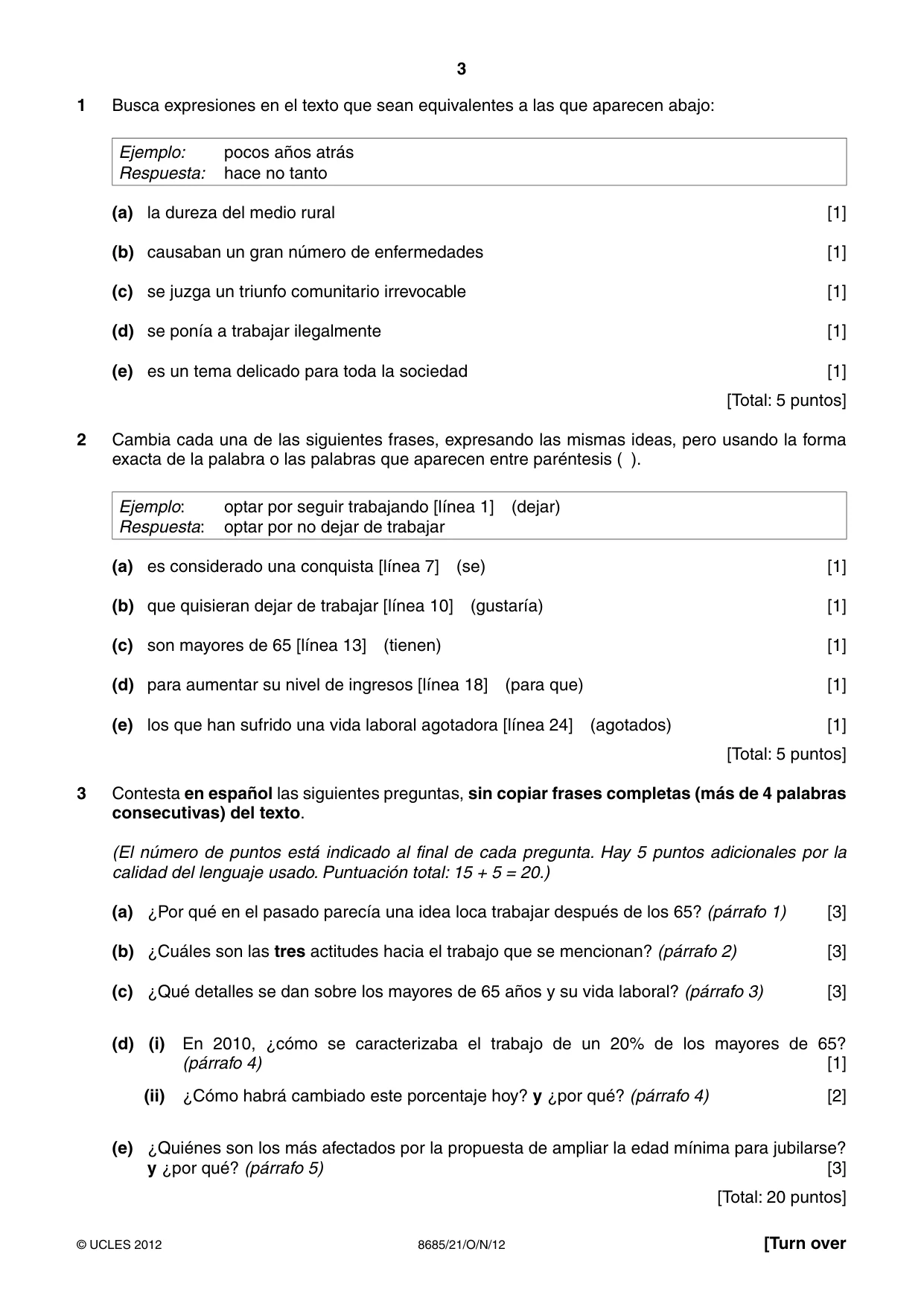 Cambridge A Level Spanish - Language (AS Level only) 8685 2012 Oct/Nov Paper 2 · Variant 1 question paper, page 3 of 8