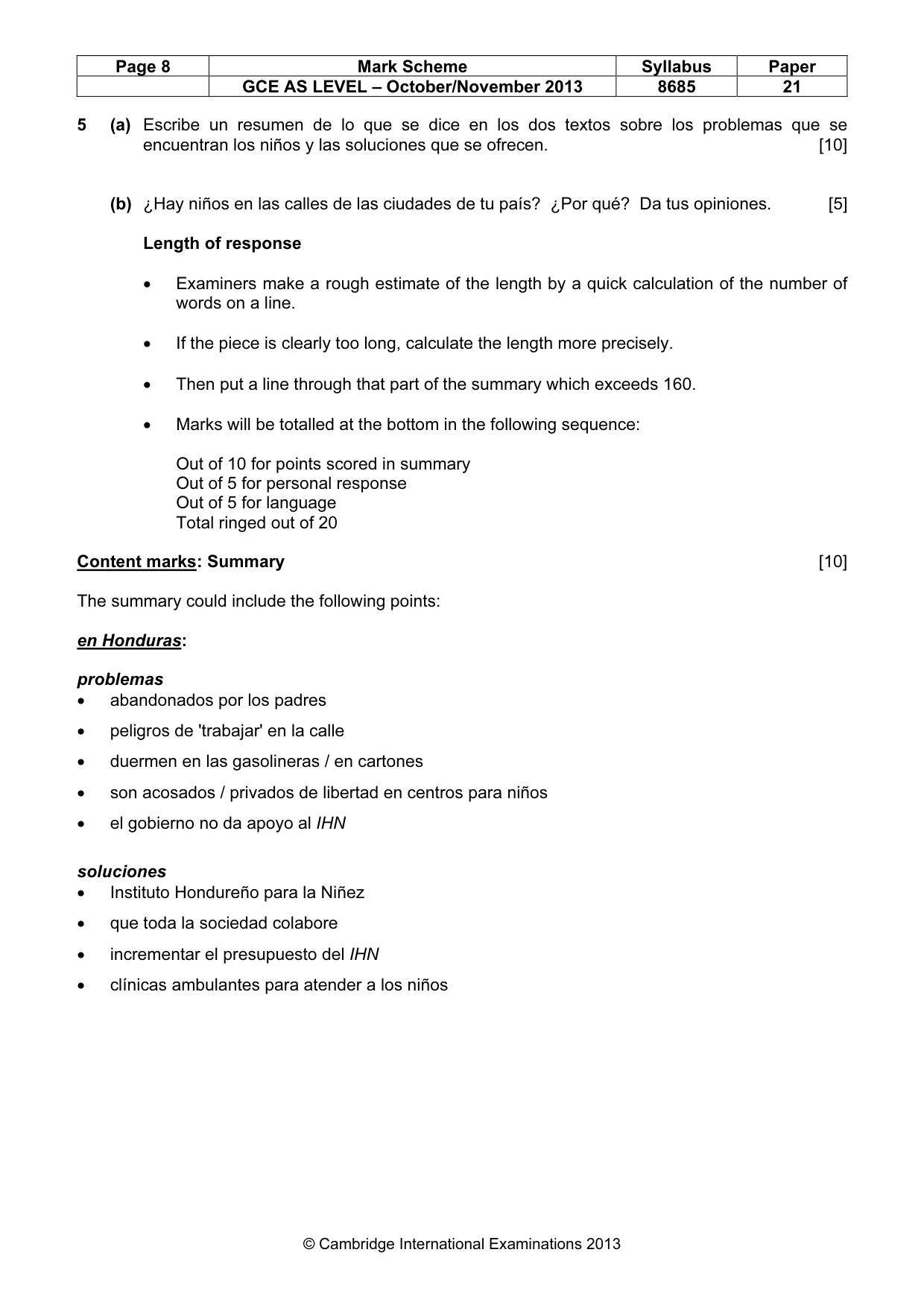 Mark scheme, page 8 of 10