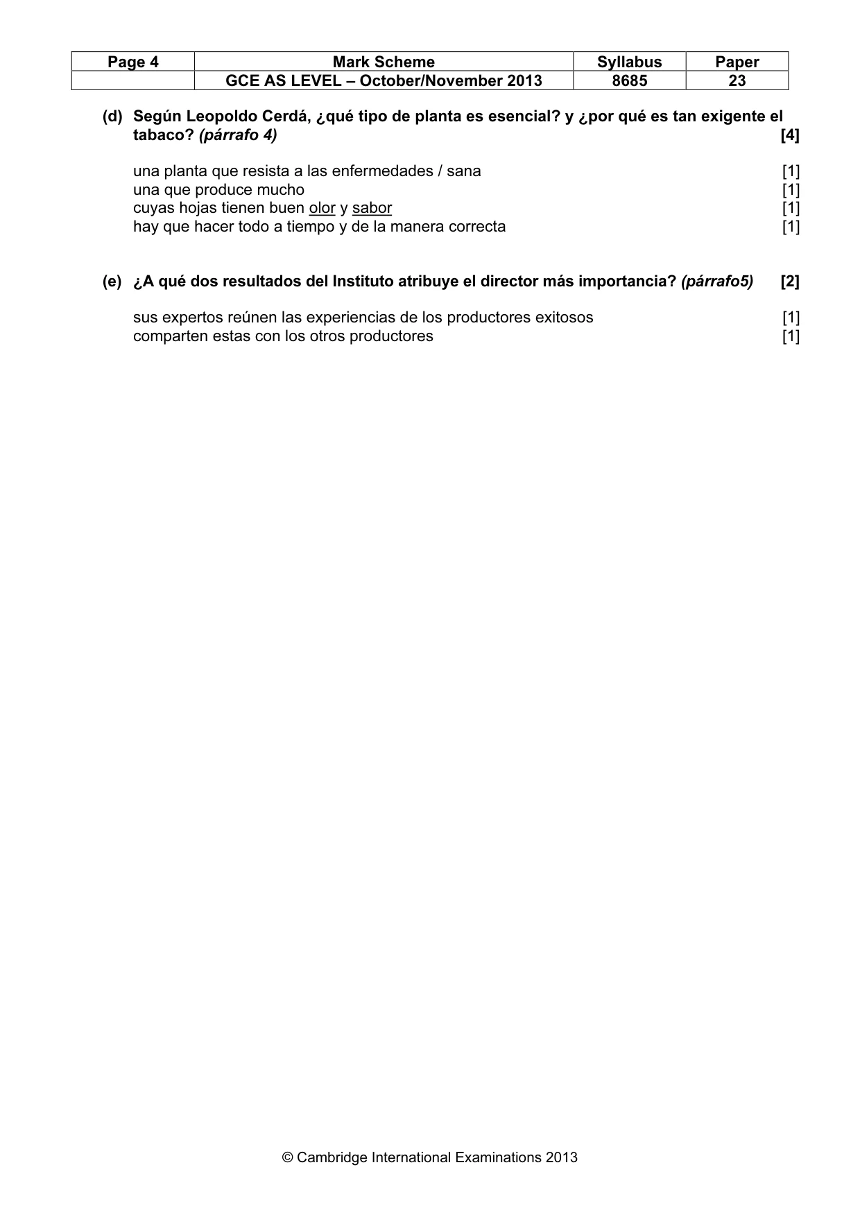 Mark scheme, page 4 of 9