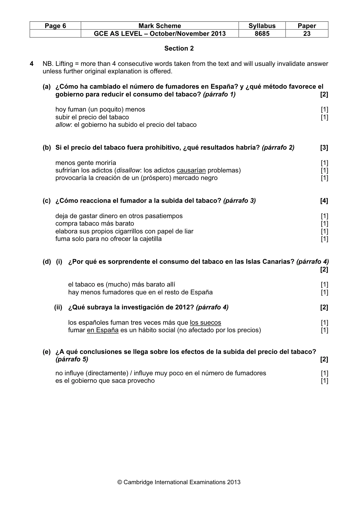 Mark scheme, page 6 of 9