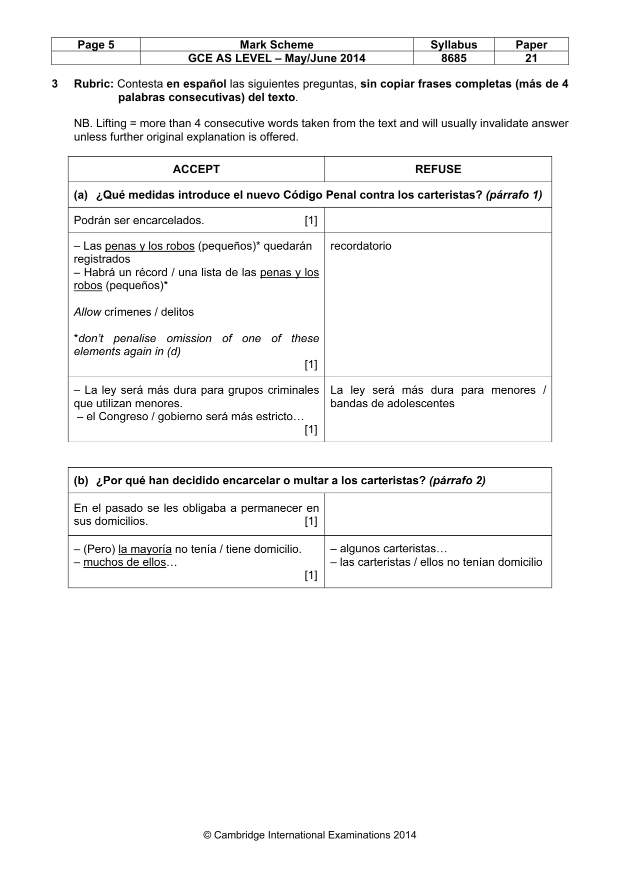 Mark scheme, page 5 of 13