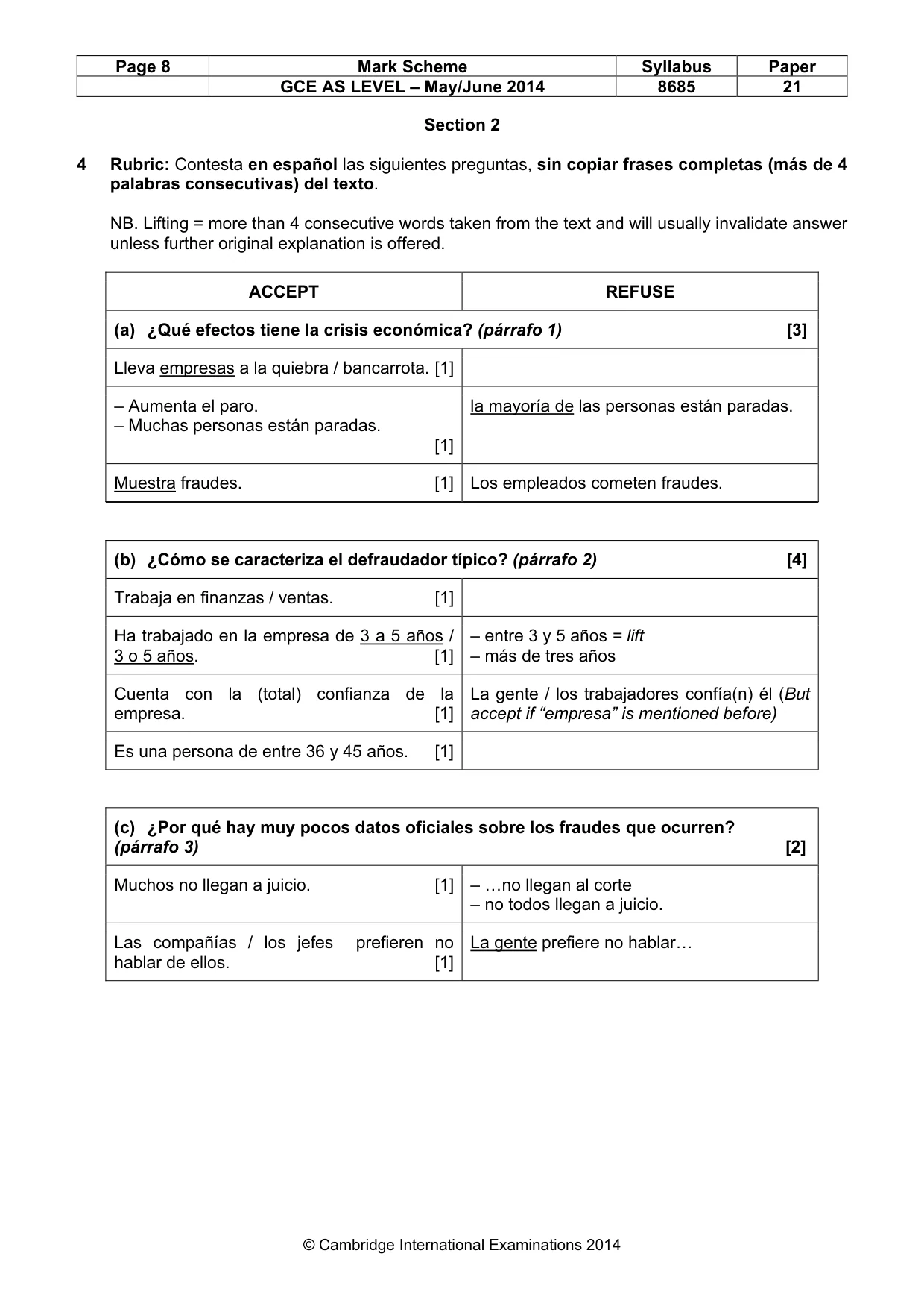 Mark scheme, page 8 of 13