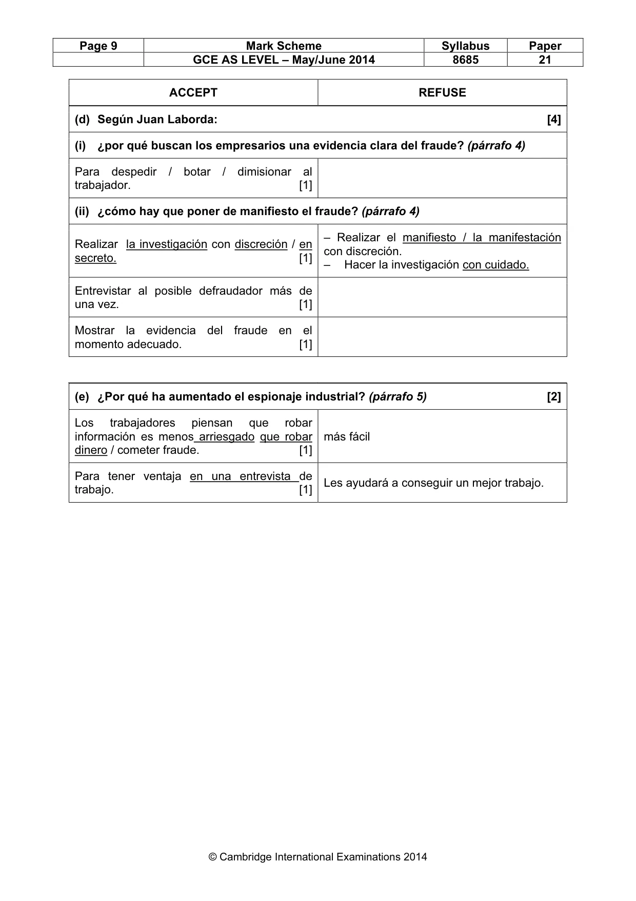 Mark scheme, page 9 of 13
