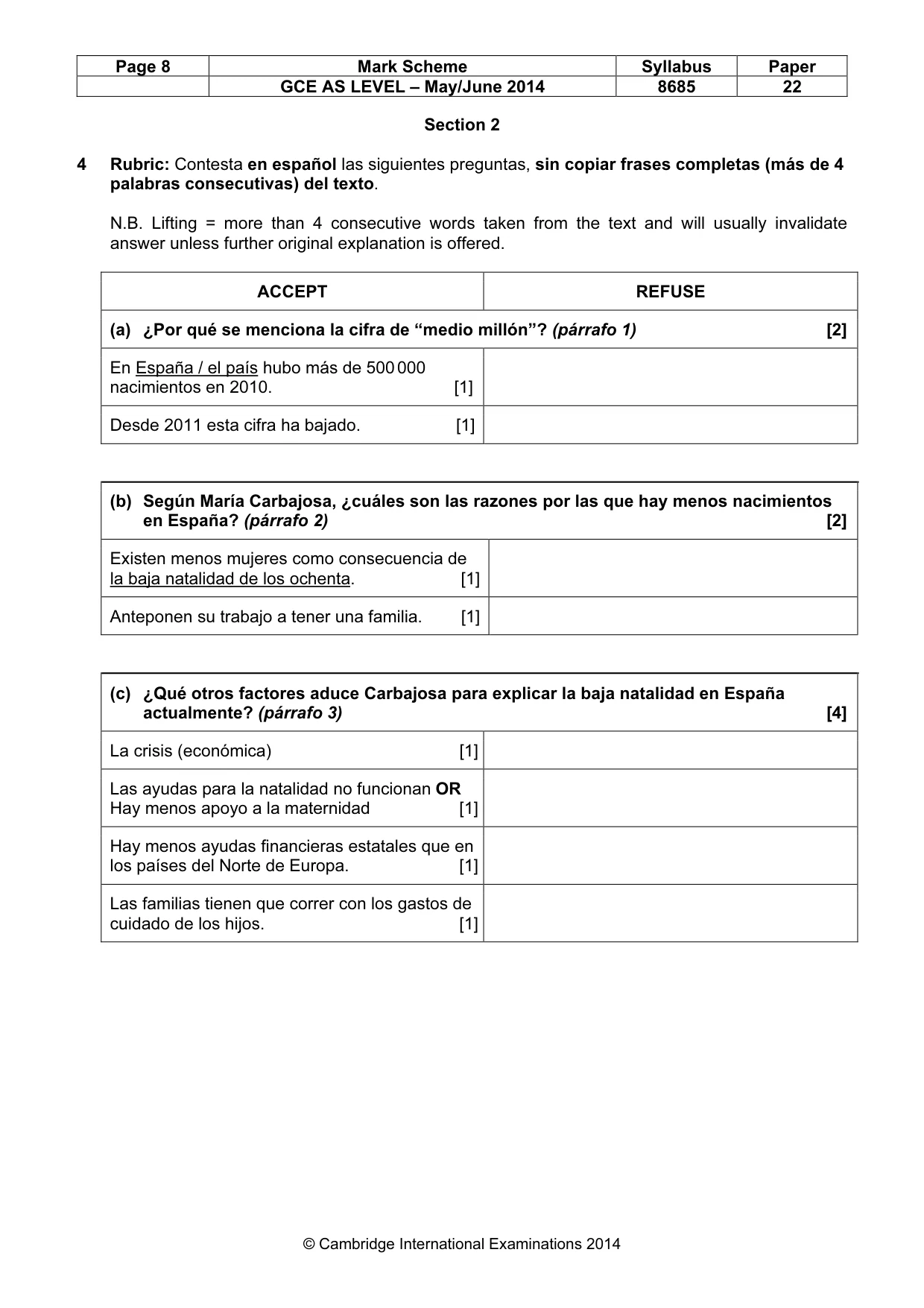 Mark scheme, page 8 of 13