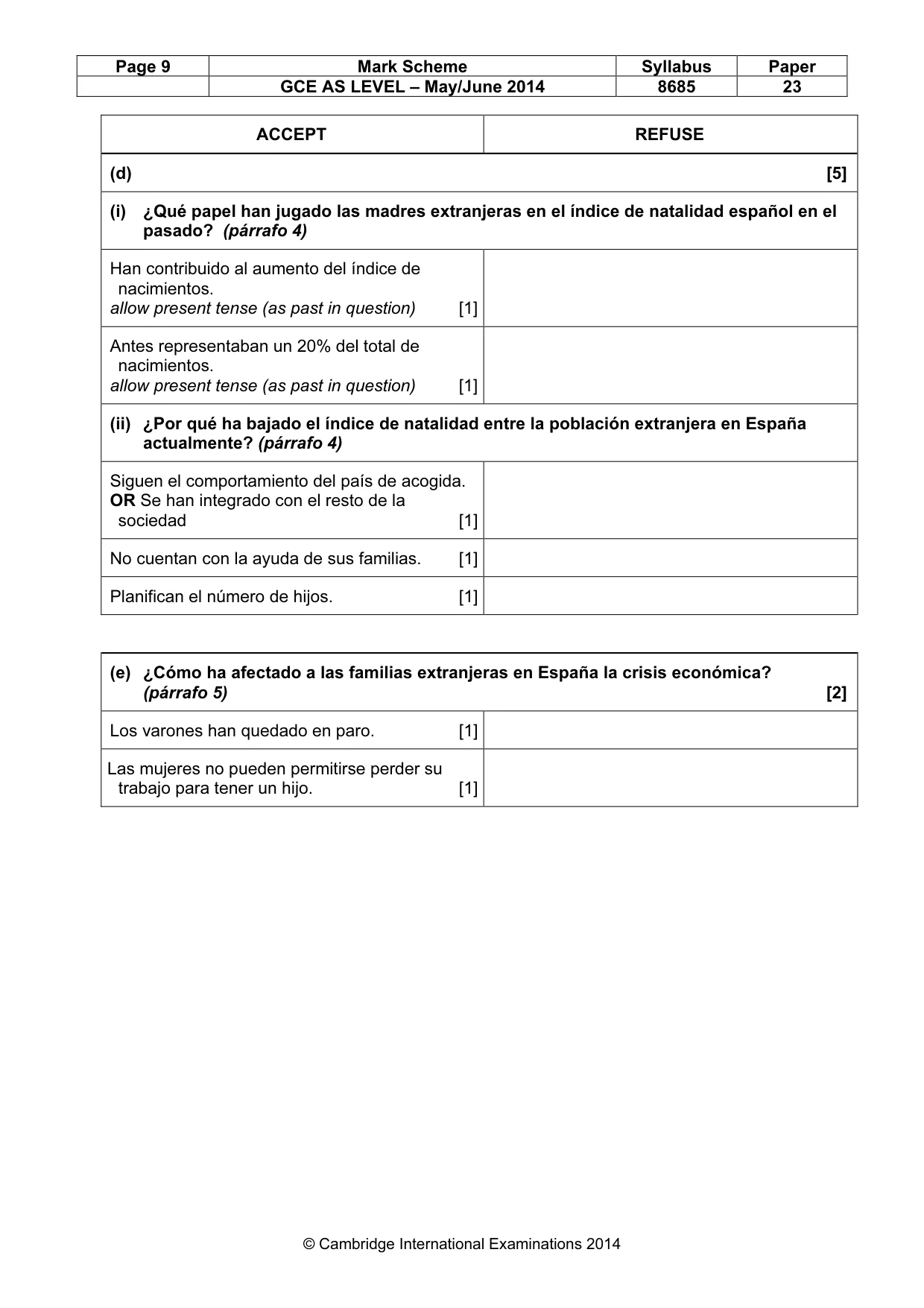 Mark scheme, page 9 of 13