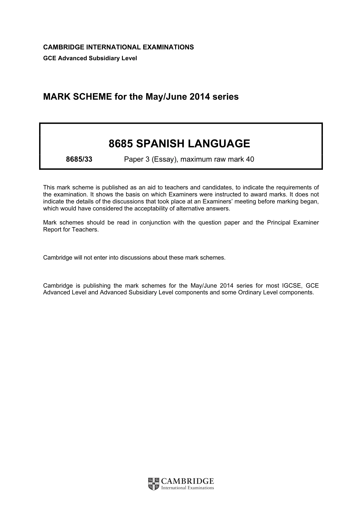 Mark scheme, page 1 of 2