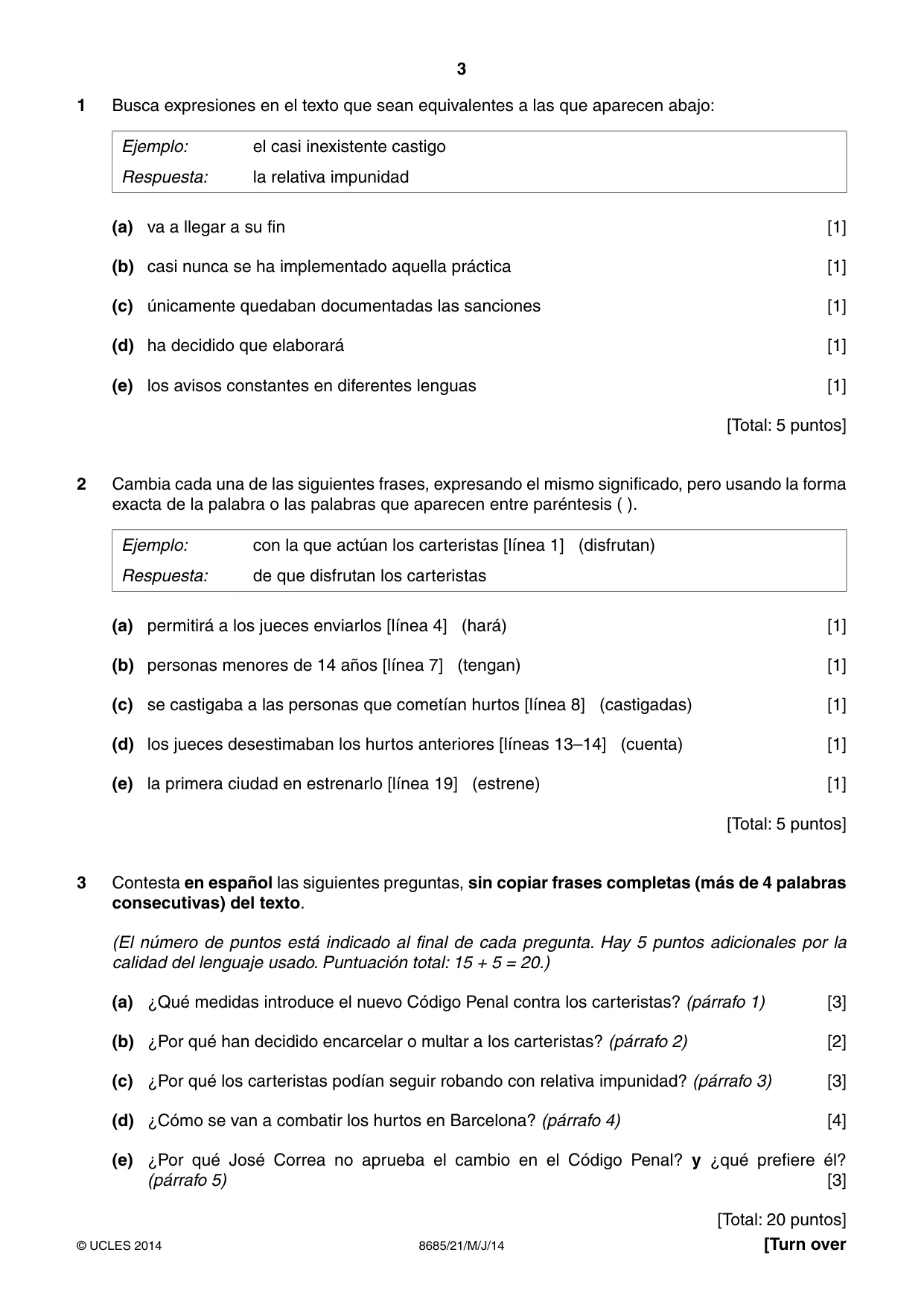 Cambridge A Level Spanish - Language (AS Level only) 8685 2014 May/June Paper 2 · Variant 1 question paper, page 3 of 8