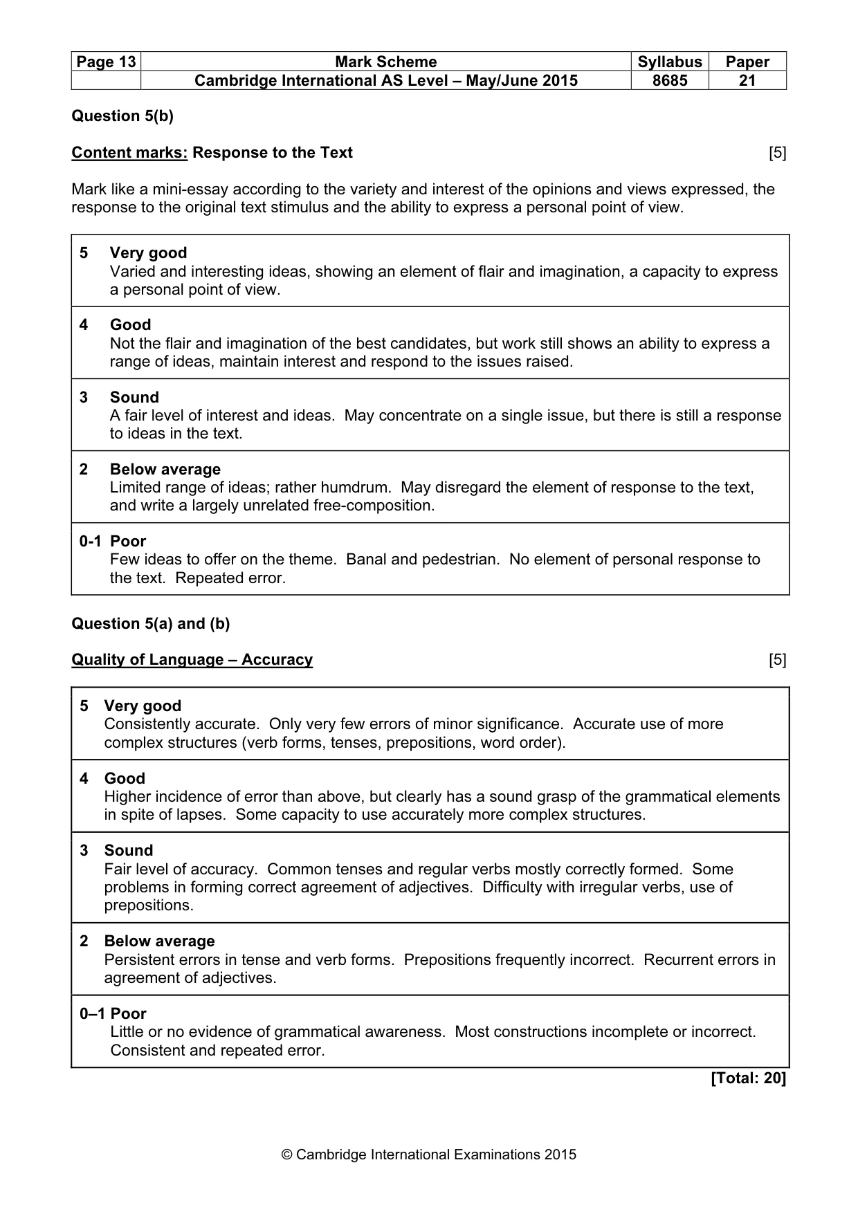 Mark scheme, page 13 of 13