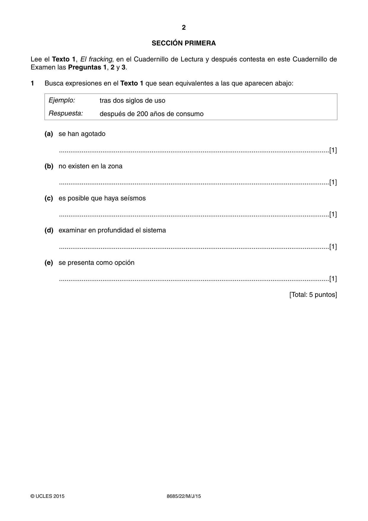 Cambridge A Level Spanish - Language (AS Level only) 8685 2015 May/June Paper 2 · Variant 2 question paper, page 2 of 8