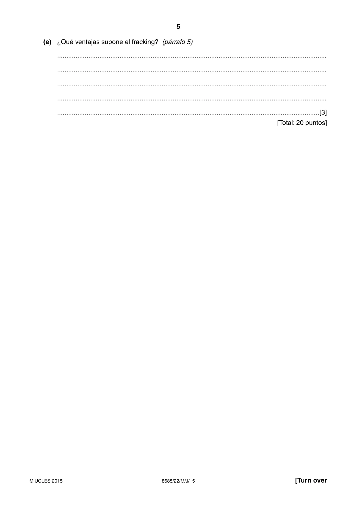 Cambridge A Level Spanish - Language (AS Level only) 8685 2015 May/June Paper 2 · Variant 2 question paper, page 5 of 8