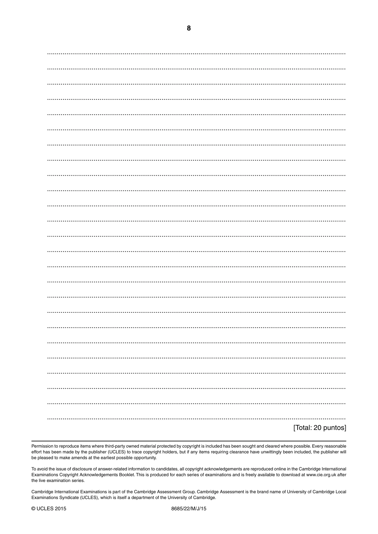 Cambridge A Level Spanish - Language (AS Level only) 8685 2015 May/June Paper 2 · Variant 2 question paper, page 8 of 8