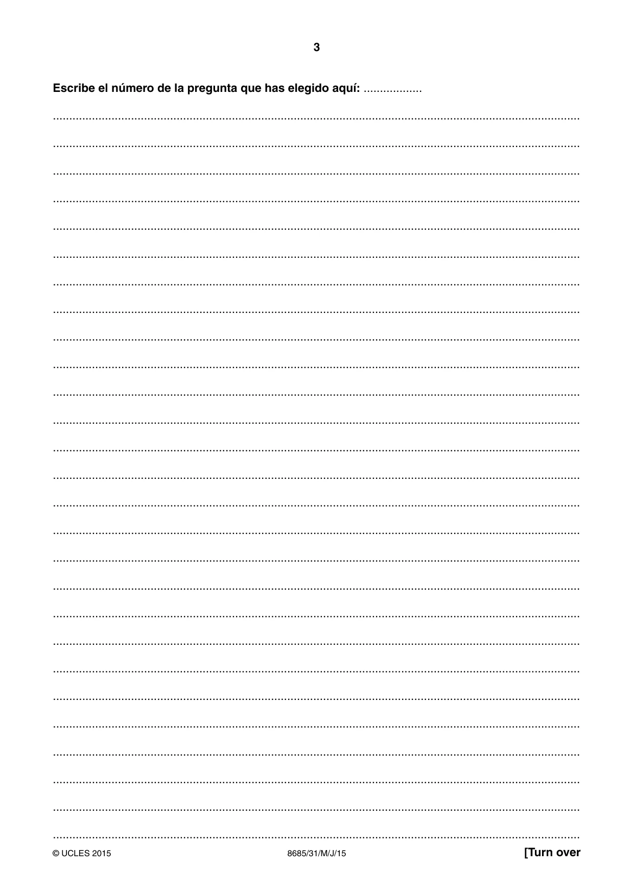 Cambridge A Level Spanish - Language (AS Level only) 8685 2015 May/June Paper 3 · Variant 1 question paper, page 3 of 8
