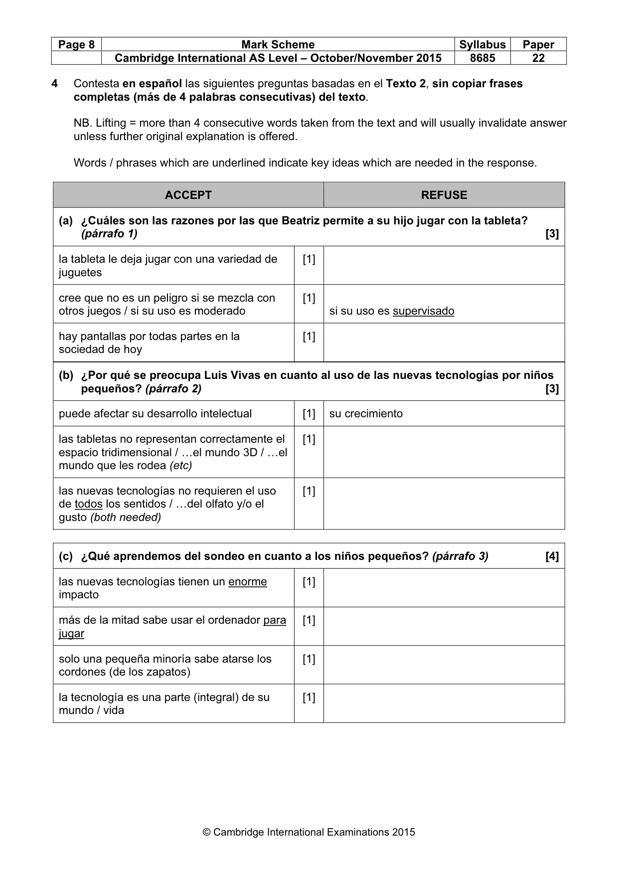 Mark scheme, page 8 of 12