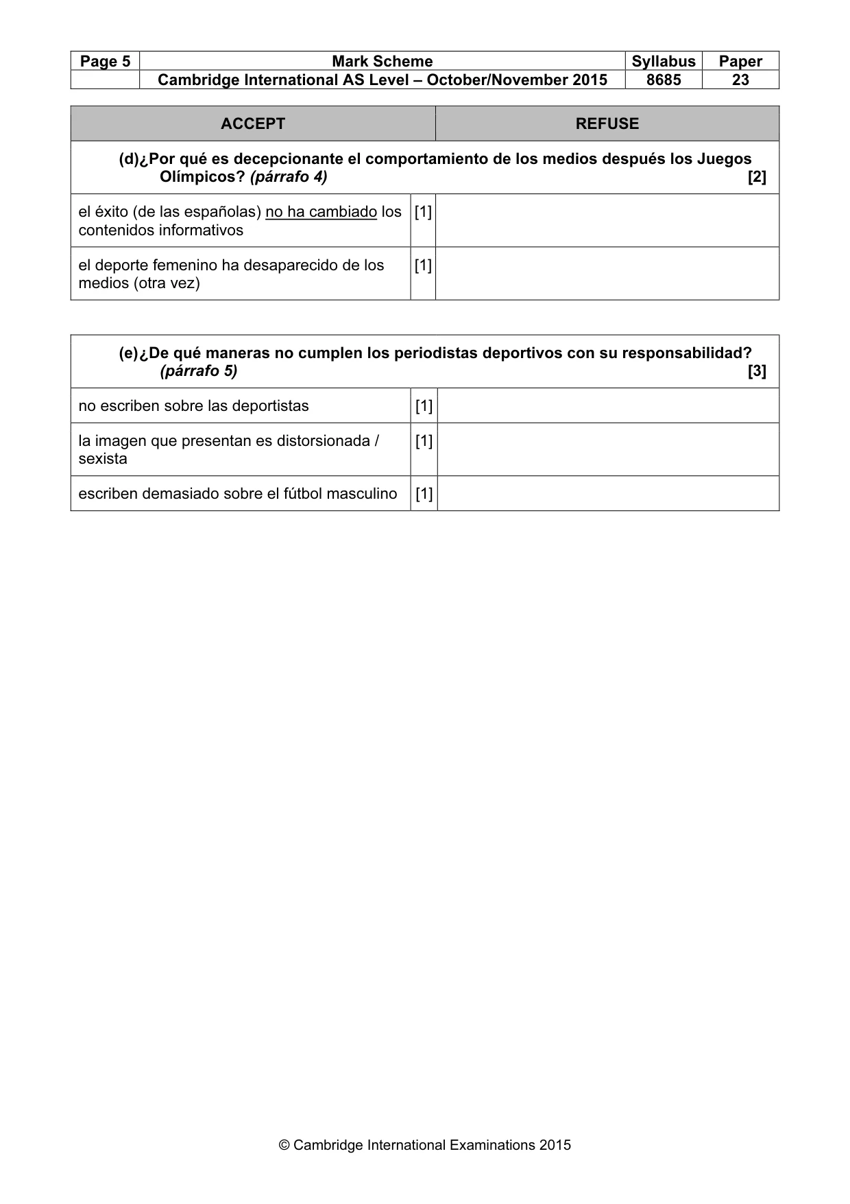 Mark scheme, page 5 of 11