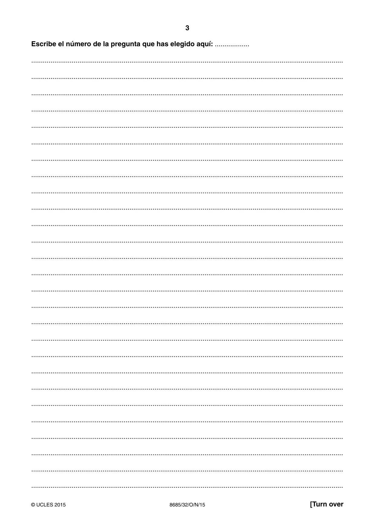 Cambridge A Level Spanish - Language (AS Level only) 8685 2015 Oct/Nov Paper 3 · Variant 2 question paper, page 3 of 8