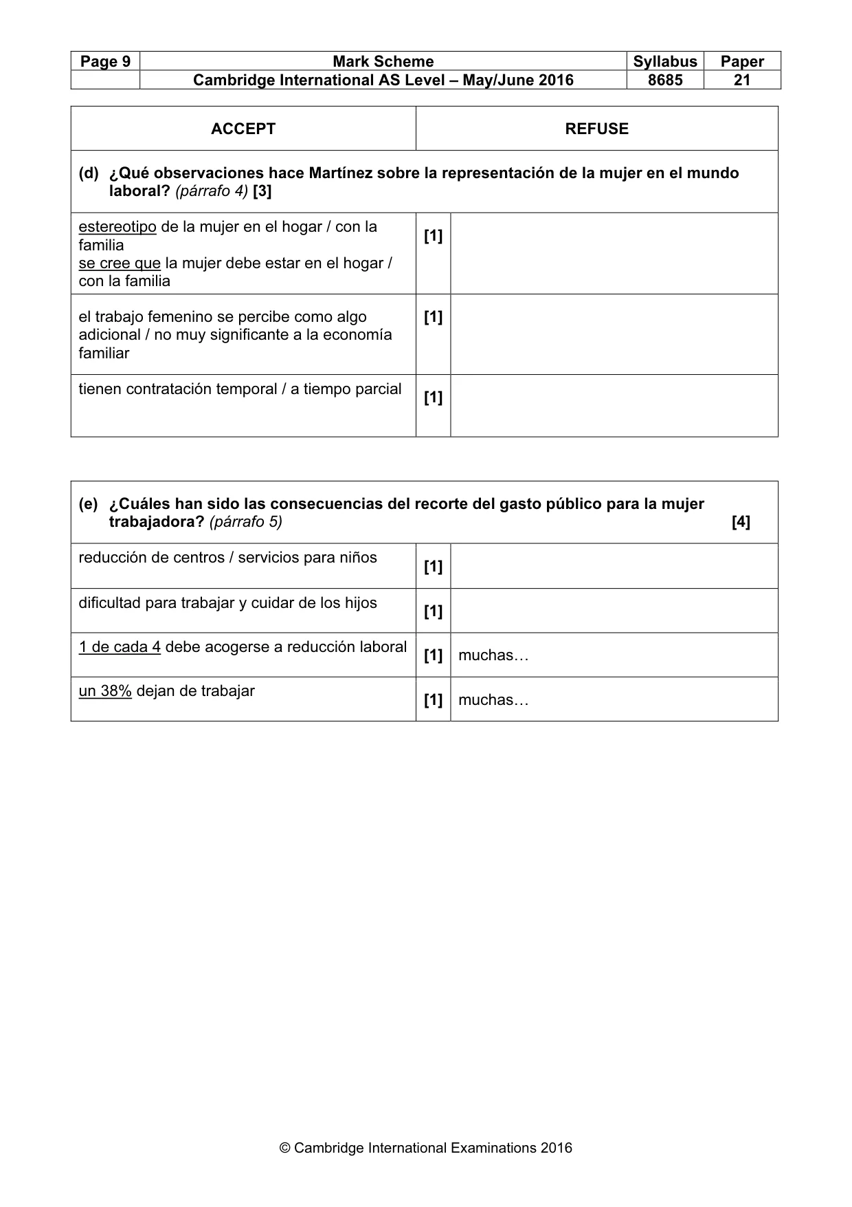 Mark scheme, page 9 of 12