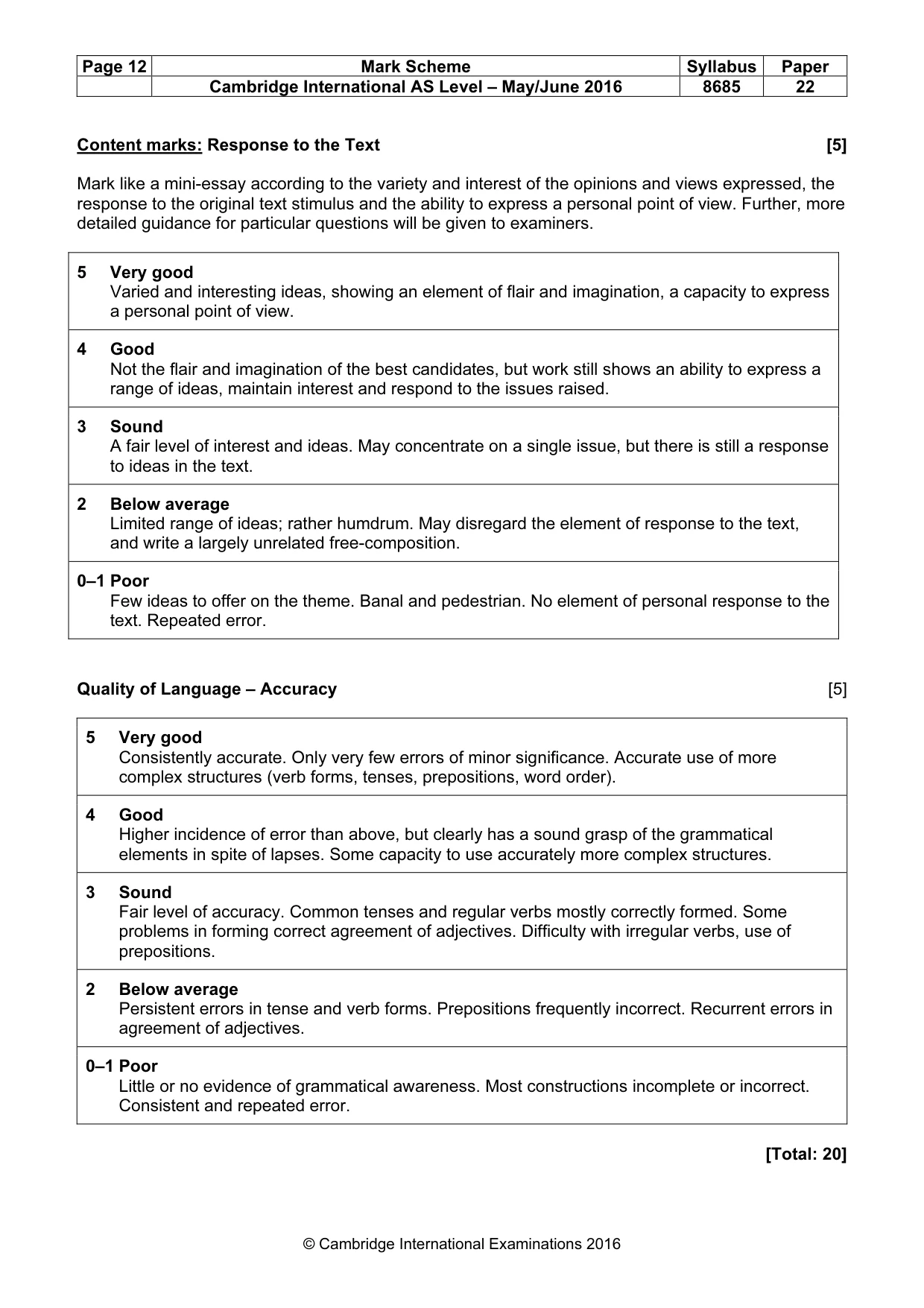 Mark scheme, page 12 of 12