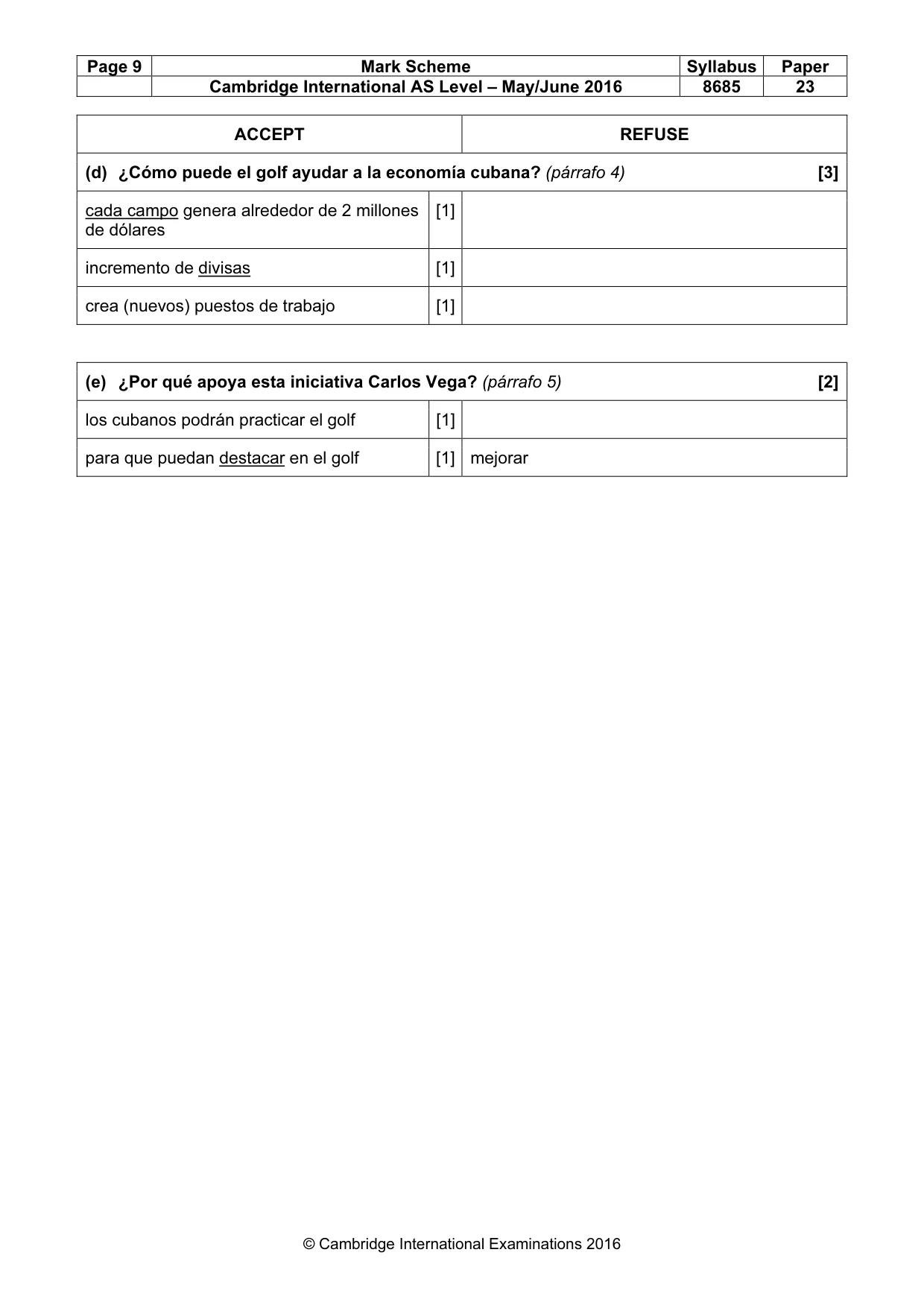 Mark scheme, page 9 of 12
