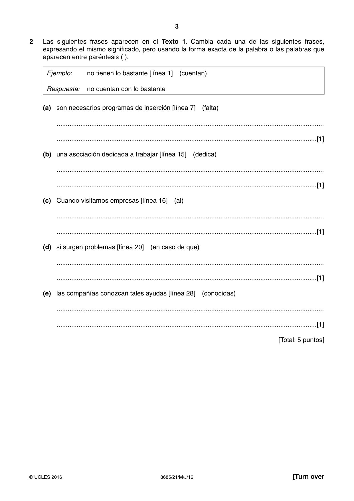 Cambridge A Level Spanish - Language (AS Level only) 8685 2016 May/June Paper 2 · Variant 1 question paper, page 3 of 8