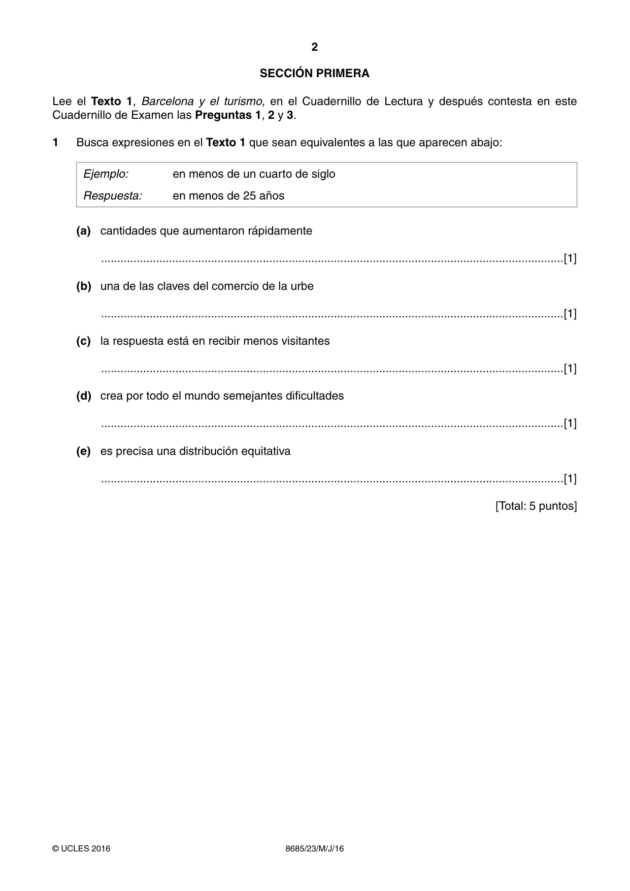 Cambridge A Level Spanish - Language (AS Level only) 8685 2016 May/June Paper 2 · Variant 3 question paper, page 2 of 8