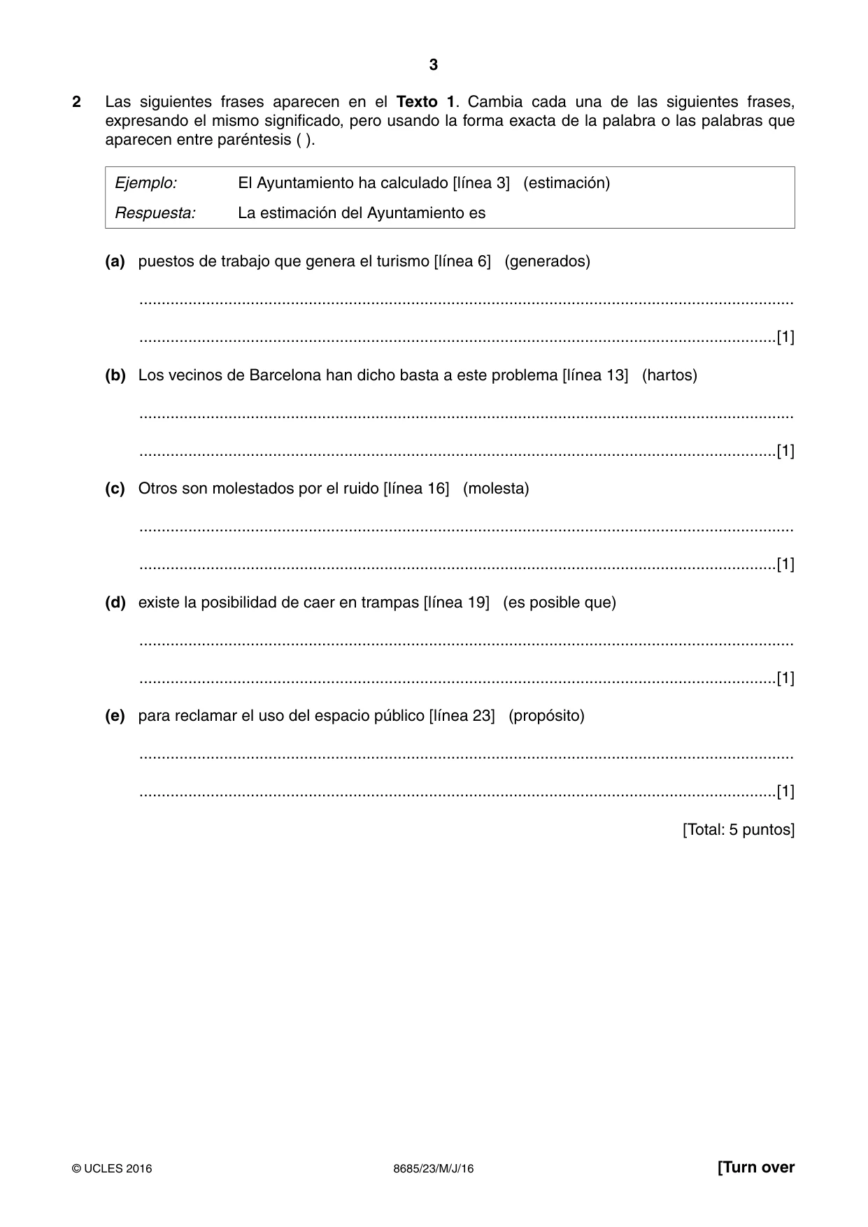 Cambridge A Level Spanish - Language (AS Level only) 8685 2016 May/June Paper 2 · Variant 3 question paper, page 3 of 8
