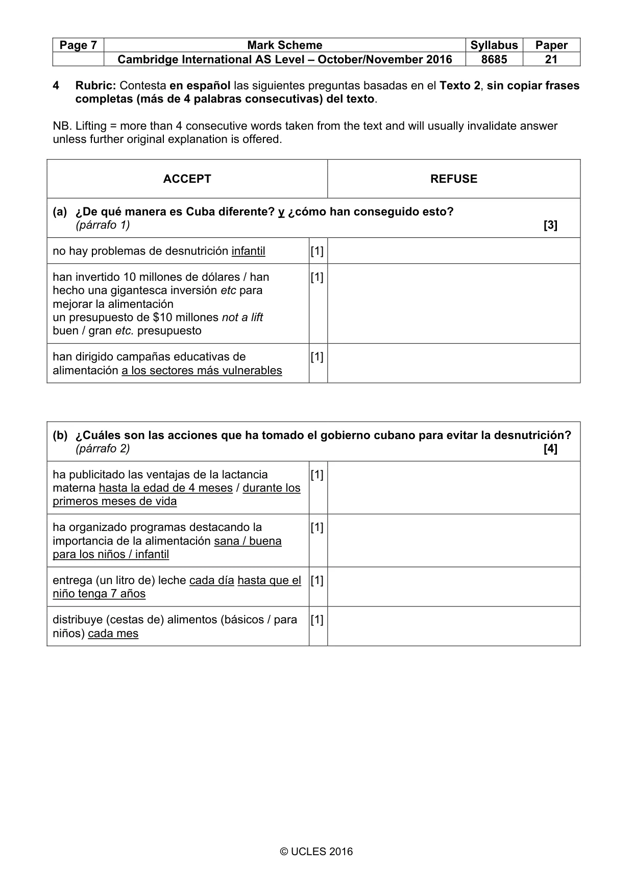 Mark scheme, page 7 of 11