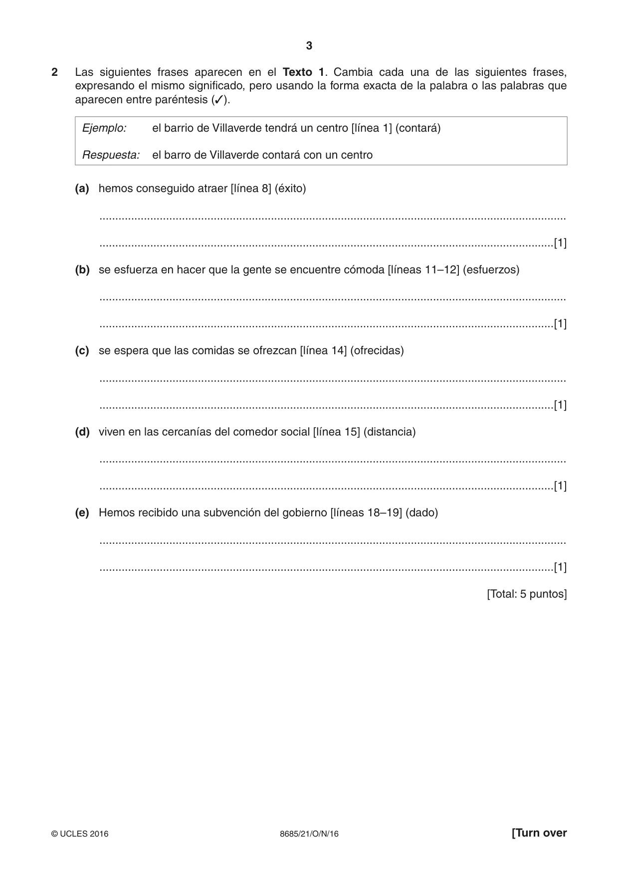Cambridge A Level Spanish - Language (AS Level only) 8685 2016 Oct/Nov Paper 2 · Variant 1 question paper, page 3 of 8