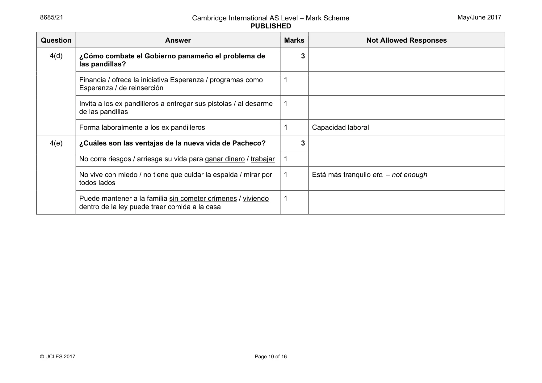 Mark scheme, page 10 of 16