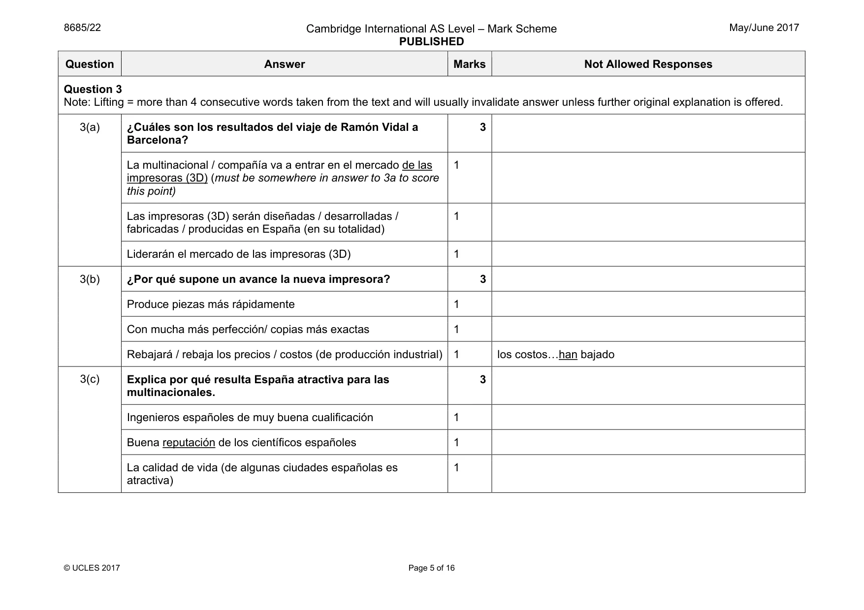 Mark scheme, page 5 of 16