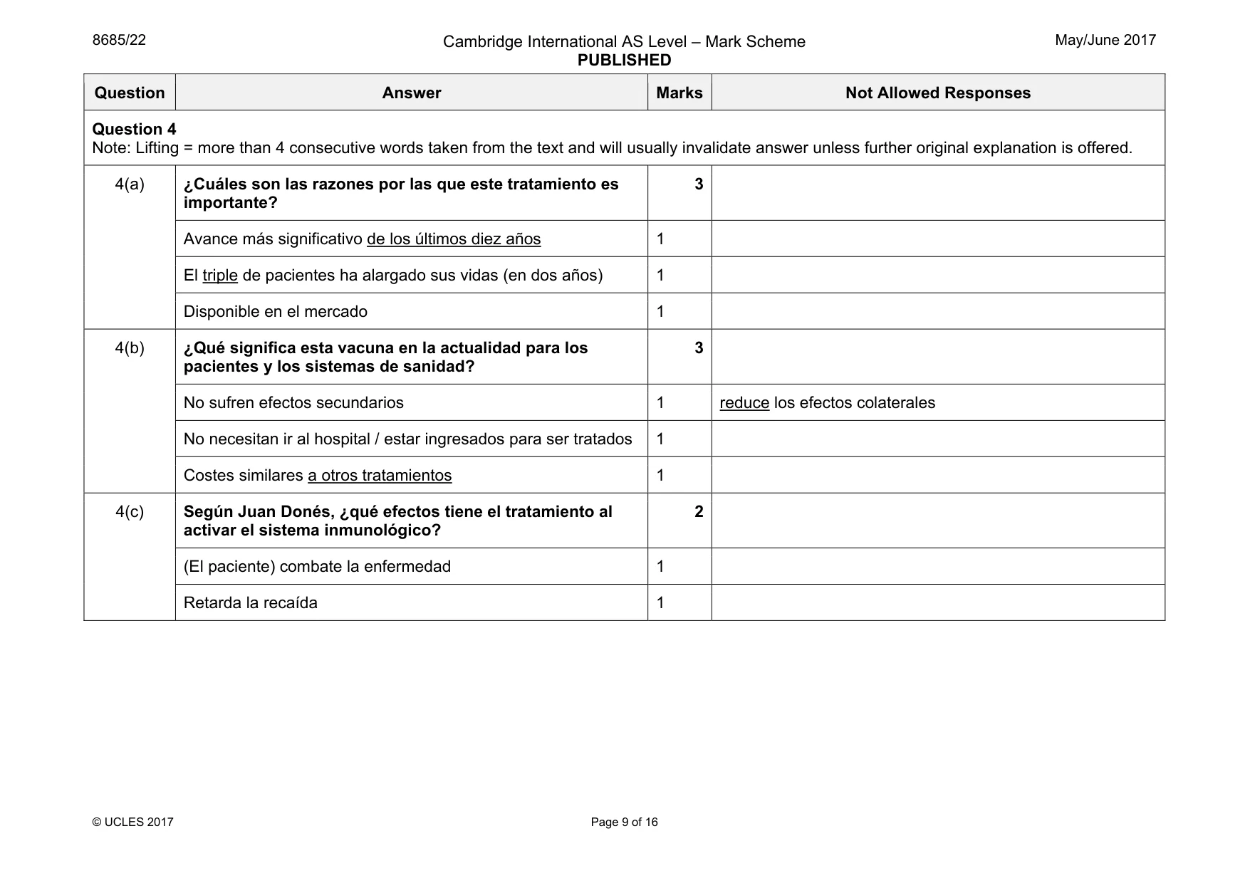 Mark scheme, page 9 of 16