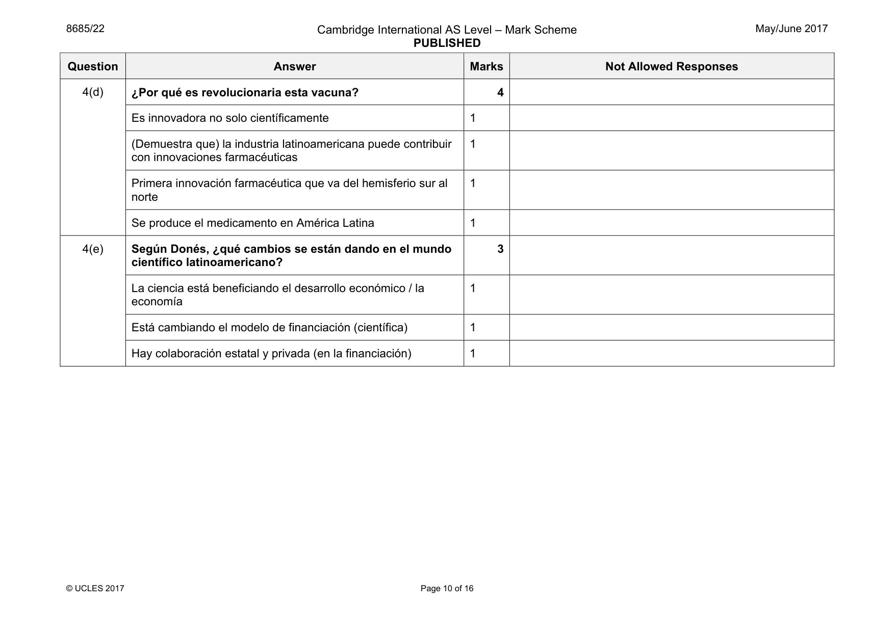 Mark scheme, page 10 of 16