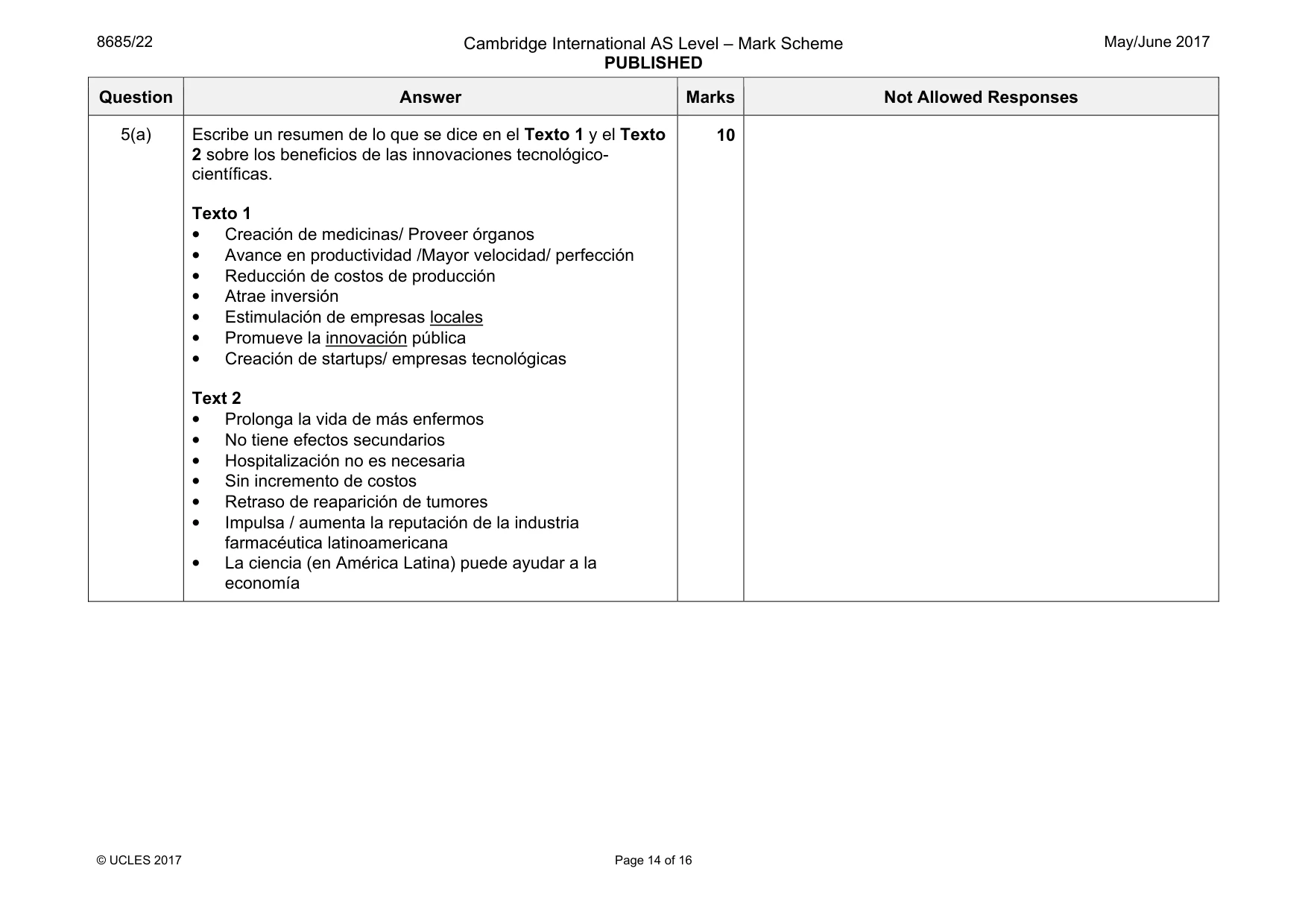 Mark scheme, page 14 of 16